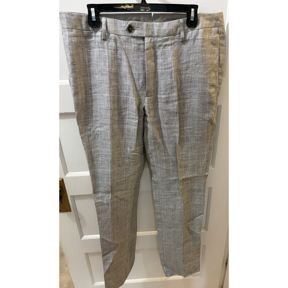 Bonobos Pants Mens 34x32 (FITS 36 X 32) Gray Heather Trouser Linen Slim